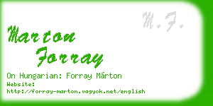 marton forray business card