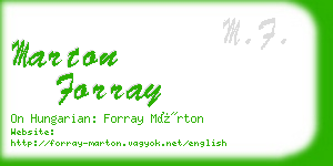 marton forray business card